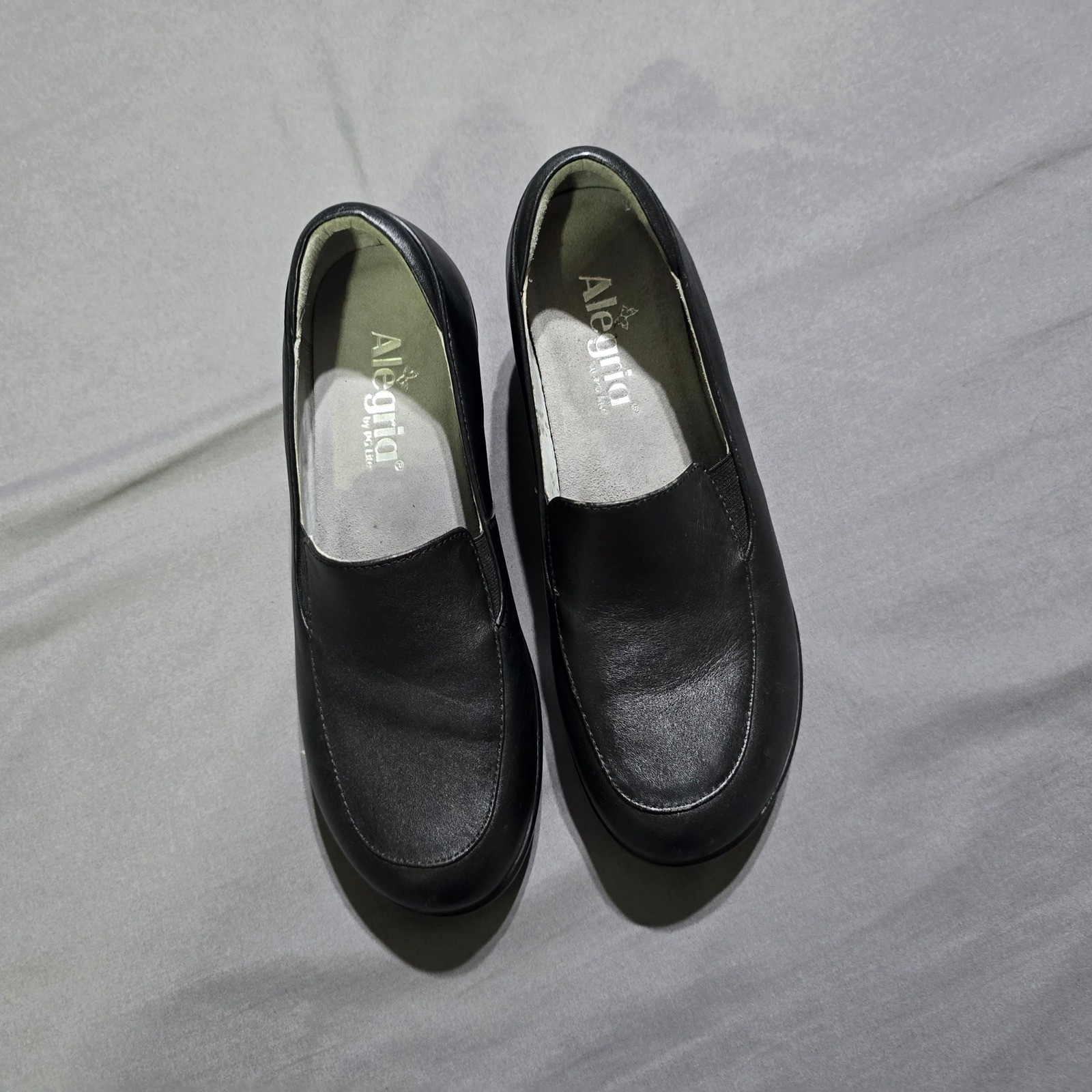 Alegria Emma Clogs Women 38 8 Black Leather Wedge Slip On Shoes EMM-601
