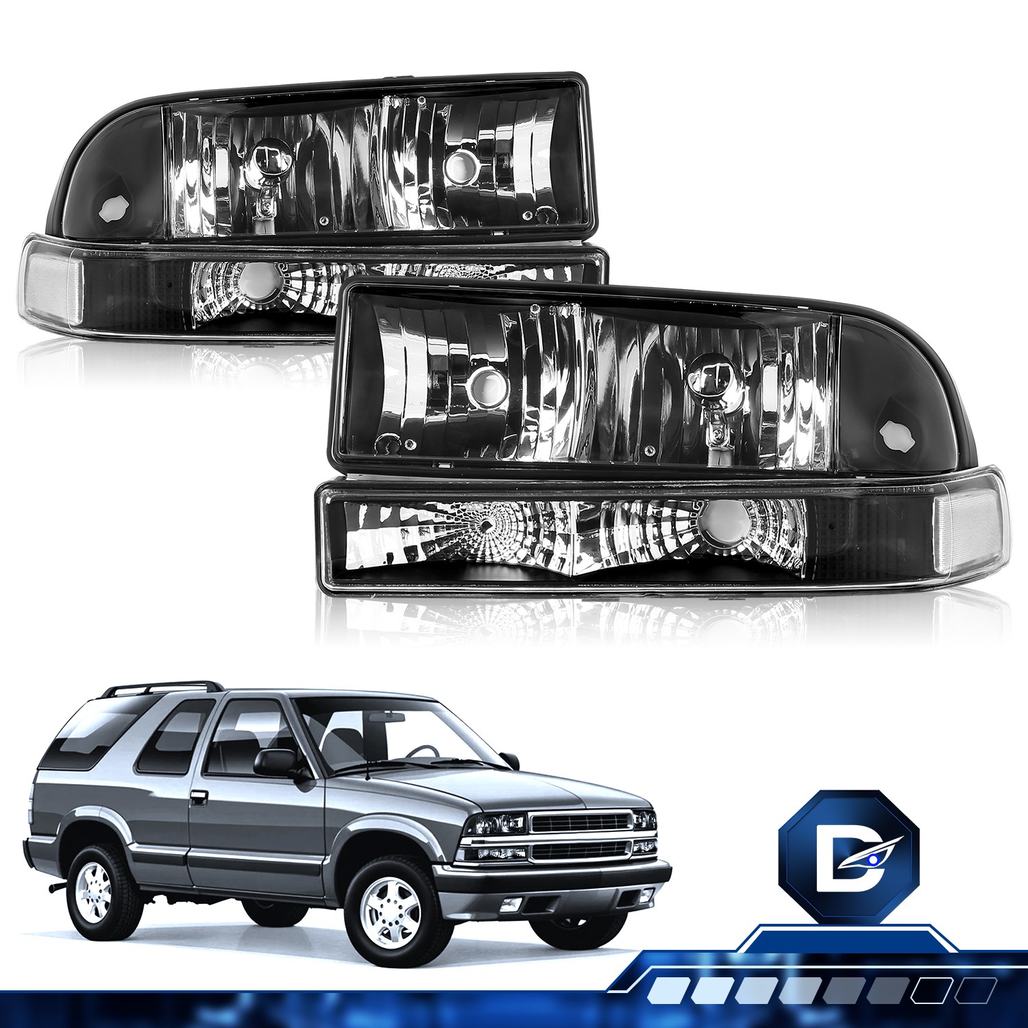 Pair For 1998-2005 Chevy Blazer Headlights S10 Headlamps Bumper Lamp Assembly Pair For 1998-2005 Chevy Blazer Headlights S10 Headlamps Bumper Lamp Assembly