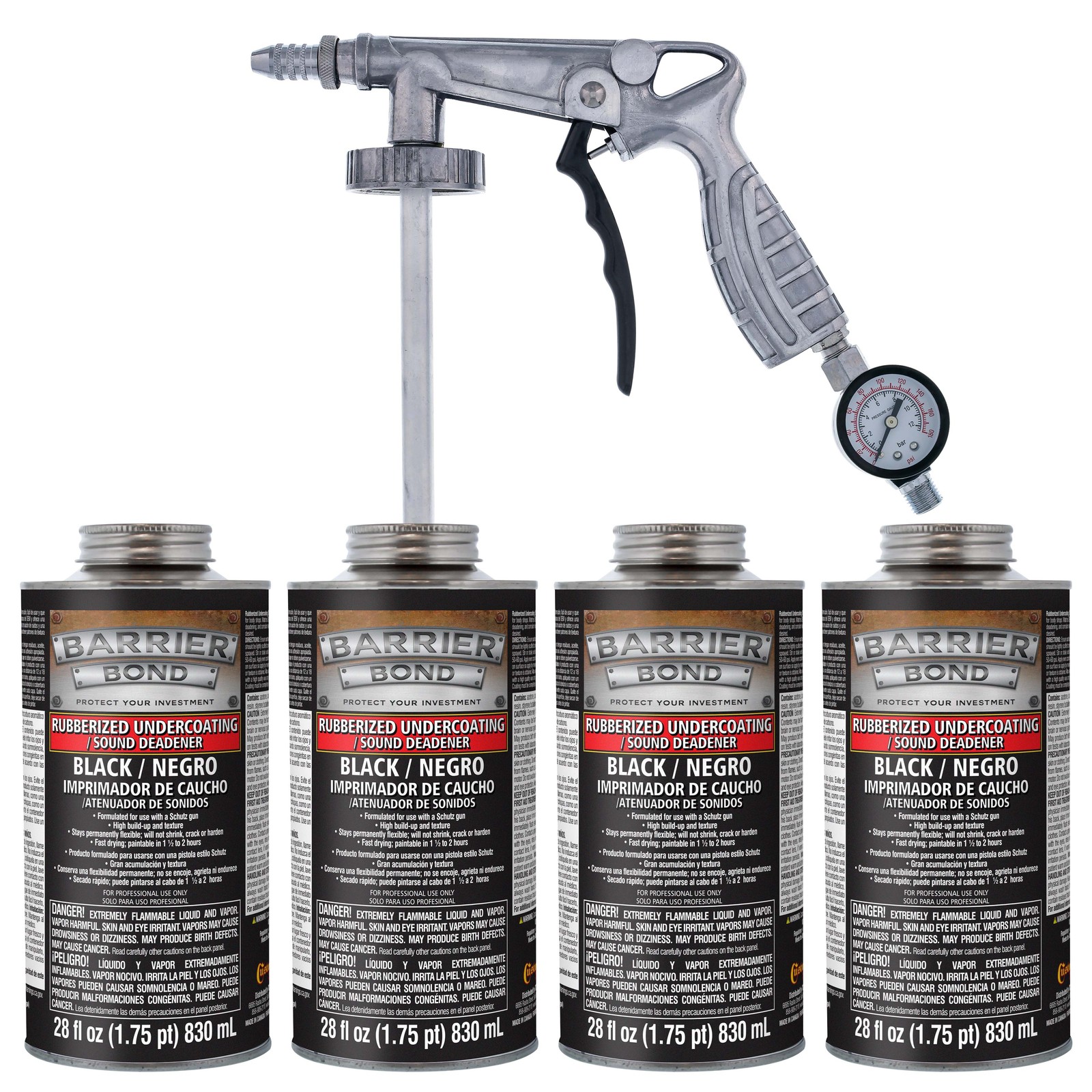 Barrier Bond Rubberized Undercoating/Sound Deadener Black - 4 Quarts & Spray Gun Barrier Bond Rubberized Undercoating/Sound Deadener Black - 4 Quarts & Spray Gun