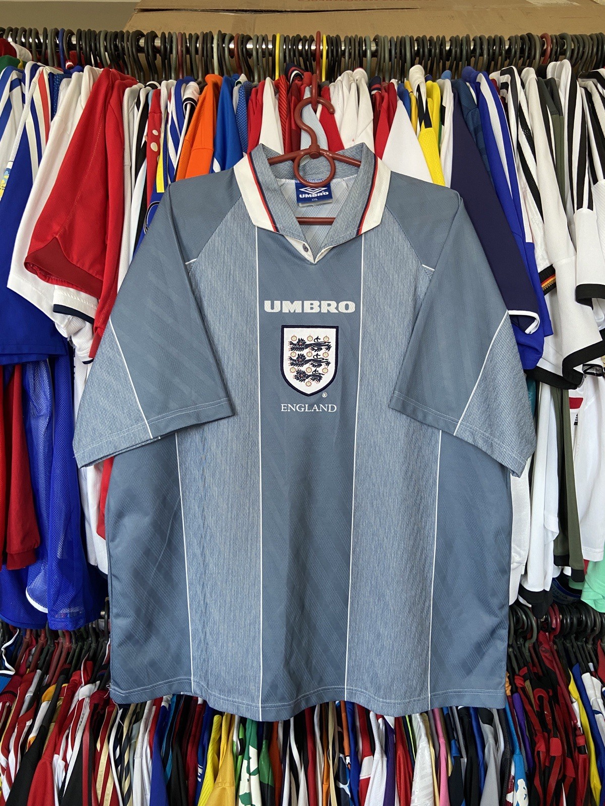 ENGLAND 1996 1997 AWAY SHIRT JERSEY UMBRO GRAY sz 2XL MEN VINTAGE