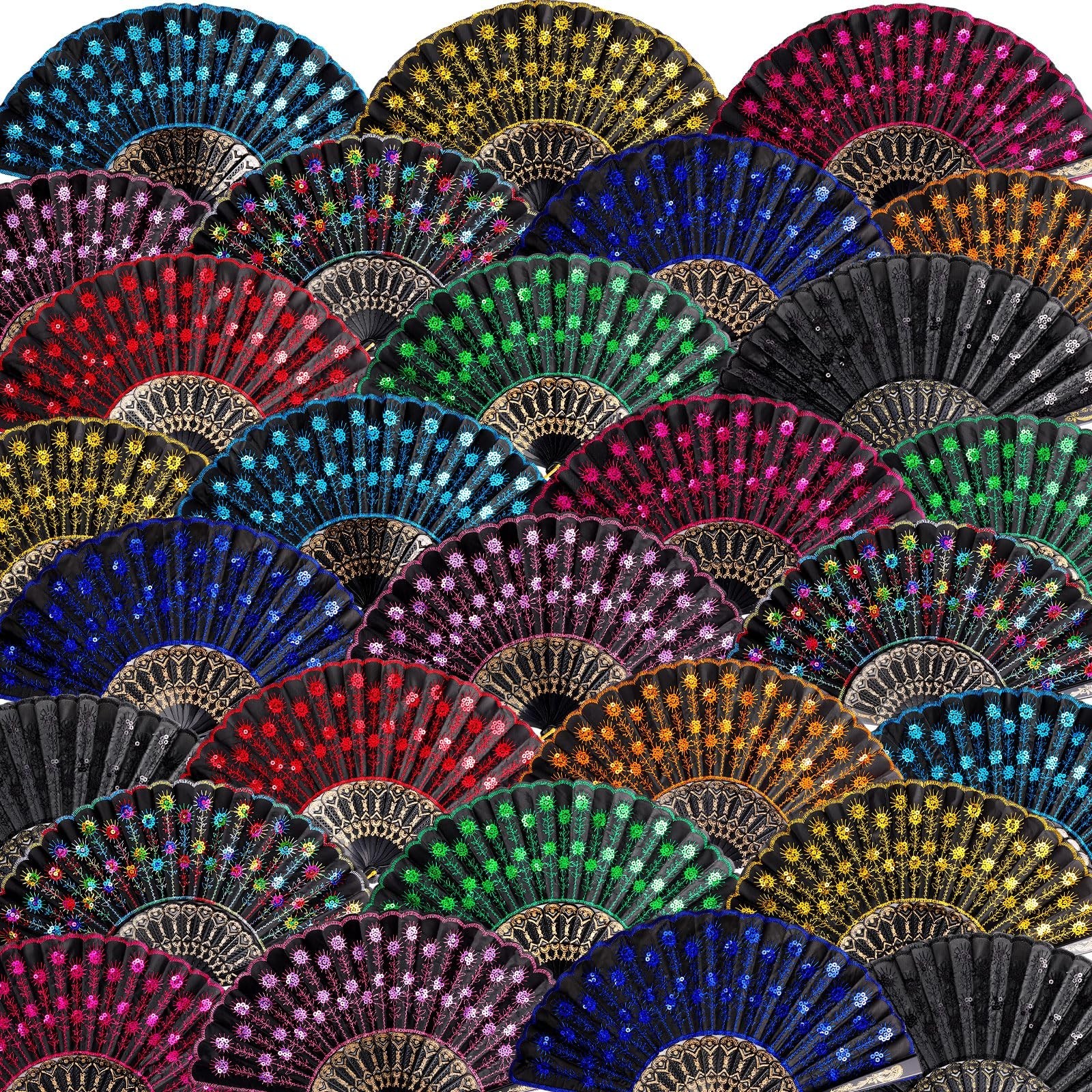 Geetery 100 Pcs Chinese Folding Hand Fan Bulk for Line Dancing, Colorful Clackin Geetery 100 Pcs Chinese Folding Hand Fan Bulk for Line Dancing, Colorful Clackin