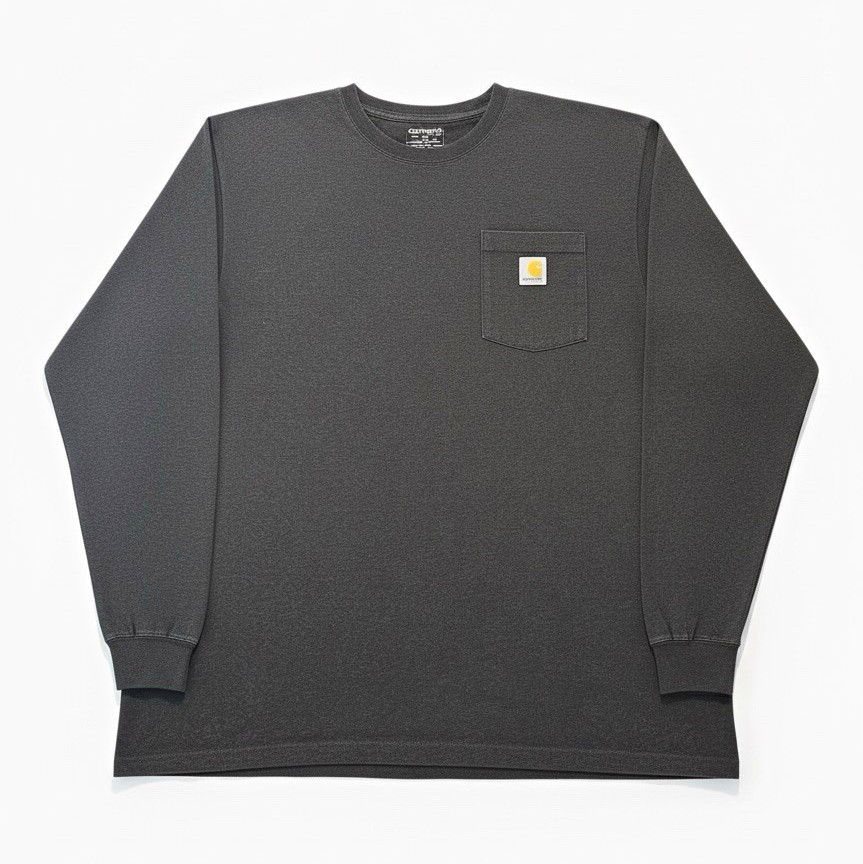 Carhartt Men\'s 2XL Gray Loose Fit Long Sleeve Pocket Cotton Crew T-Shirt