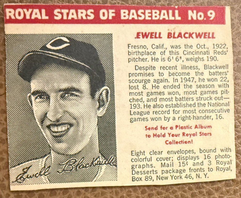 1950 Royal Desserts #9 Ewell Blackwell   VGEX