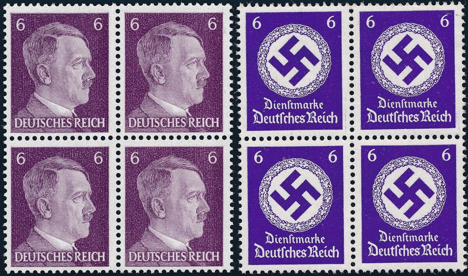 BS Stamp Selection Germany Block WWII 3rd Reich Hitler Official 6PF Pair MNH
