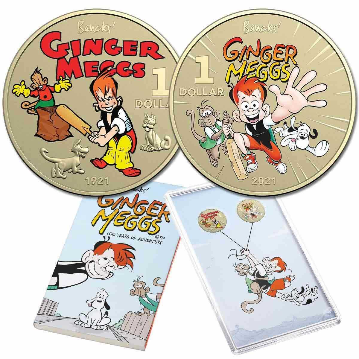 2021 $1 Centenary of Ginger Meggs UNC Two Coin Set by Royal Australian Mint