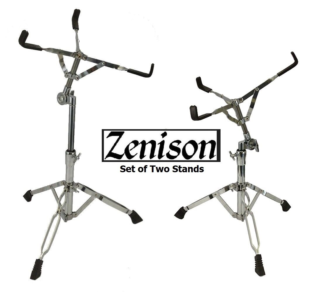 Zenison Set of 2 Zenison Snare Drum Stand Height Adjustable Double Braced Chrome