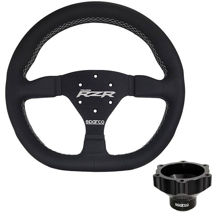Sparco Steering Wheel and Hub Adapter Polaris RZR Turbo S Black Leather NEW Sparco Steering Wheel and Hub Adapter Polaris RZR Turbo S Black Leather NEW