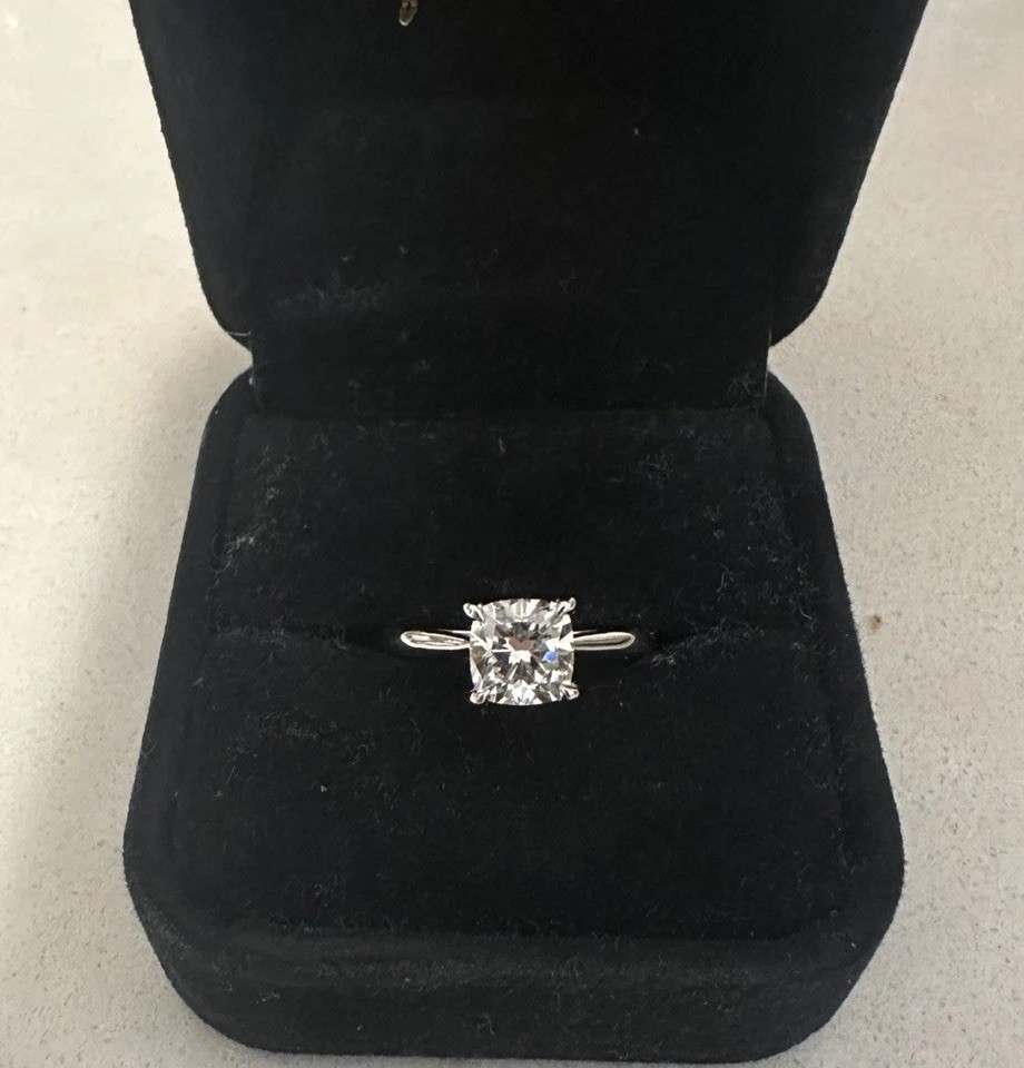 1.44 CT GIA Cushion Diamond Engagement Ring 14K White Gold VS1 K Solitaire