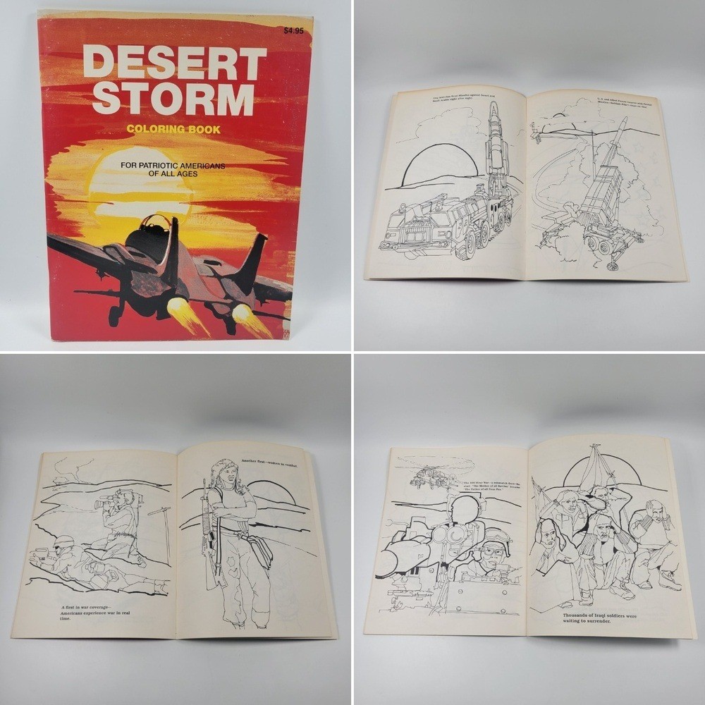 VTG Desert Storm Coloring Book History Weapons Politics Matthews Publishing 1991 VTG Desert Storm Coloring Book History Weapons Politics Matthews Publishing 1991