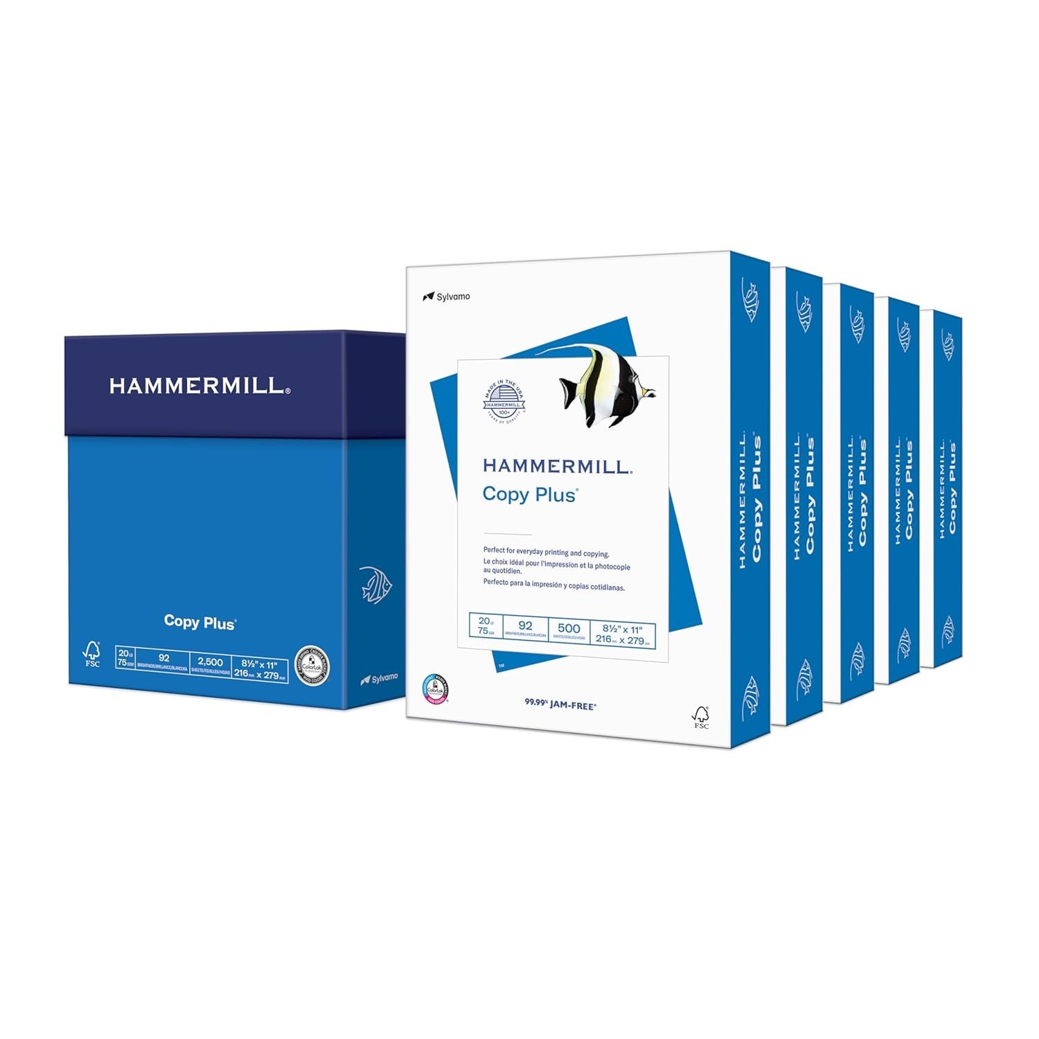 Hammermill Copy Plus Copy Paper 8.5x11 20 lb 92 Bright 500 Sheets/Ream 5 Reams