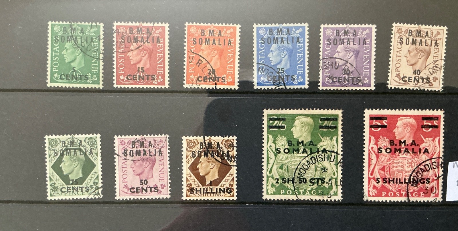 BOIC Somalia BMA GVI 1948 set used. Sg S10-S19 BOIC Somalia BMA GVI 1948 set used. Sg S10-S19