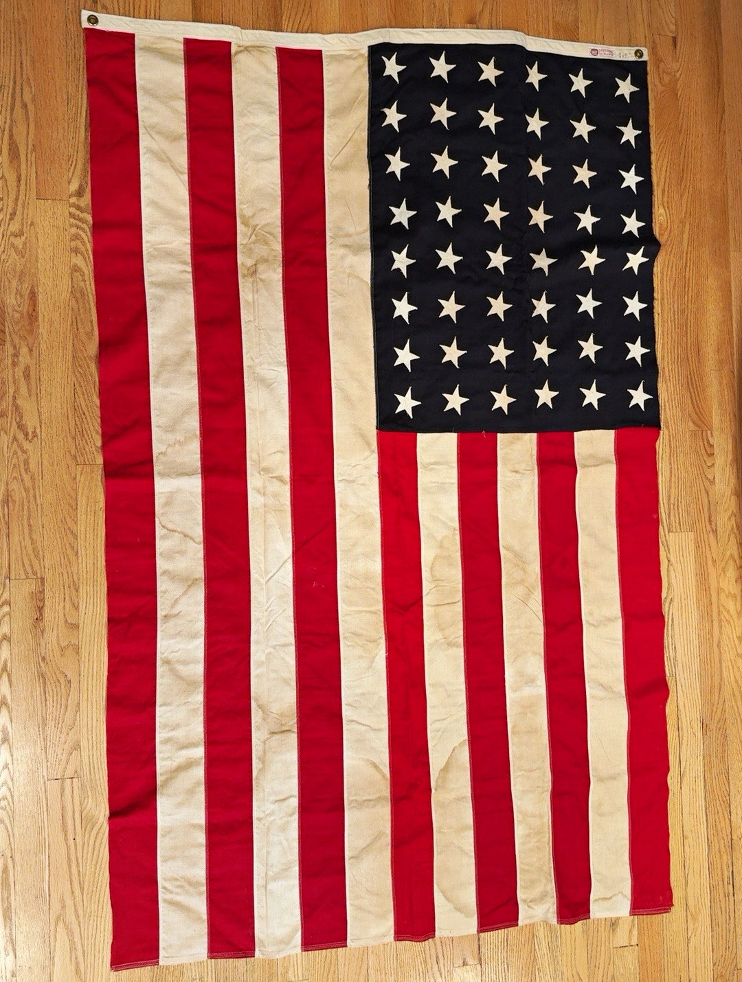 Vintage 48-star American flag manufactured by Annin & Co. under the Defiance