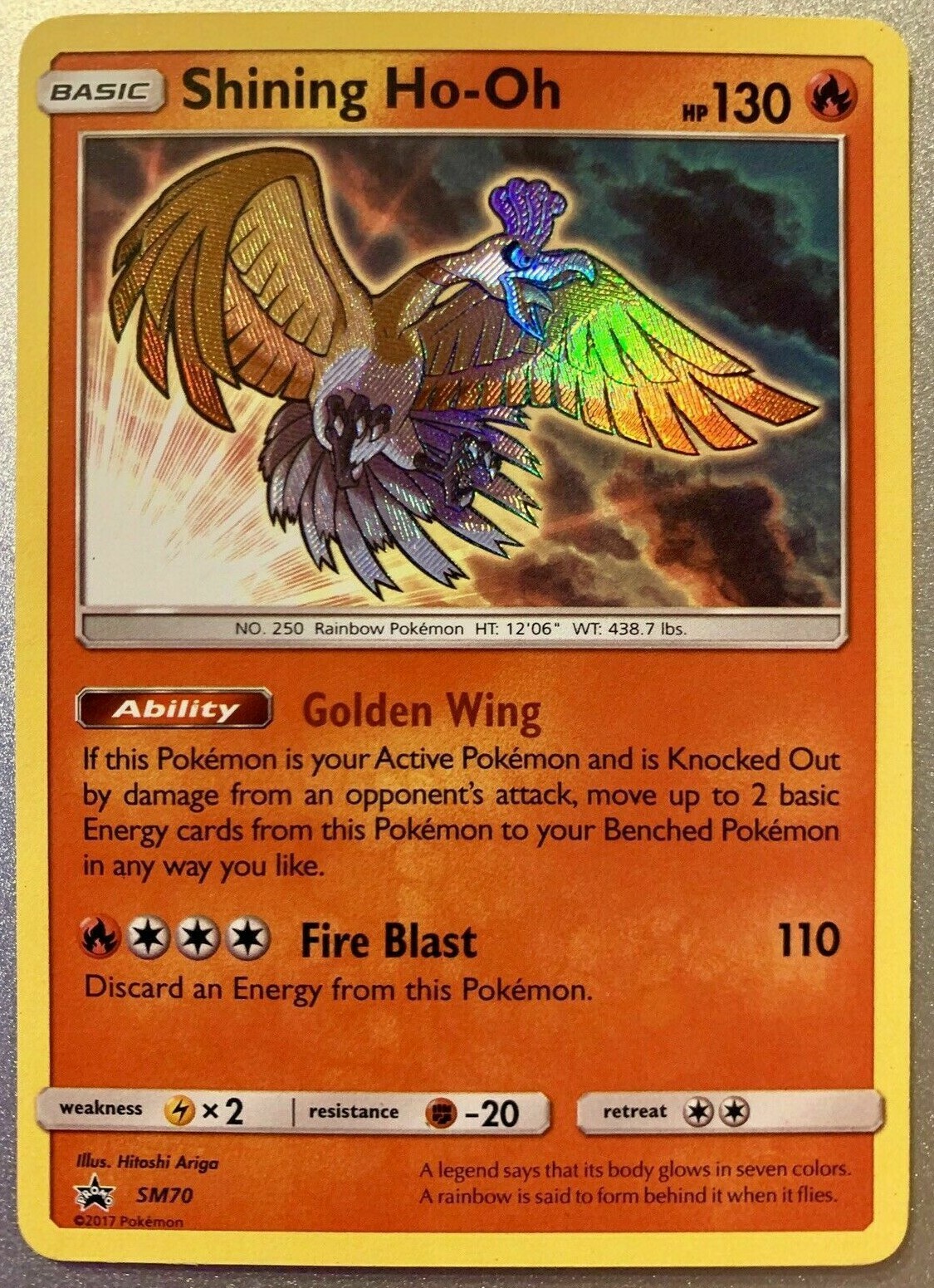 Shining Ho-Oh HOLO PROMO Pokemon SM70 Holographic Foil Black Star Rare - LP Shining Ho-Oh HOLO PROMO Pokemon SM70 Holographic Foil Black Star Rare - LP