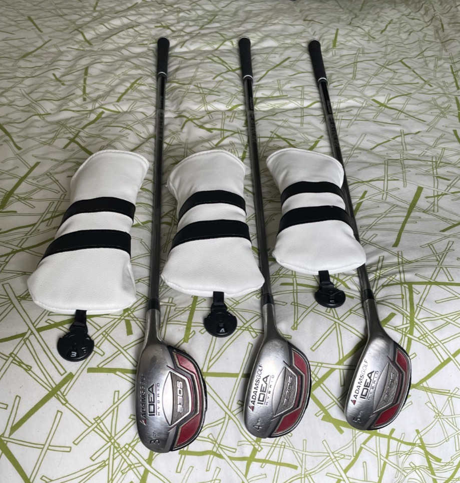 Adams Idea a30S Boxer Hybrid Set 3,4,5 Reg Graphite Shafts, New Grips,Headcovers Adams Idea a30S Boxer Hybrid Set 3,4,5 Reg Graphite Shafts, New Grips,Headcovers