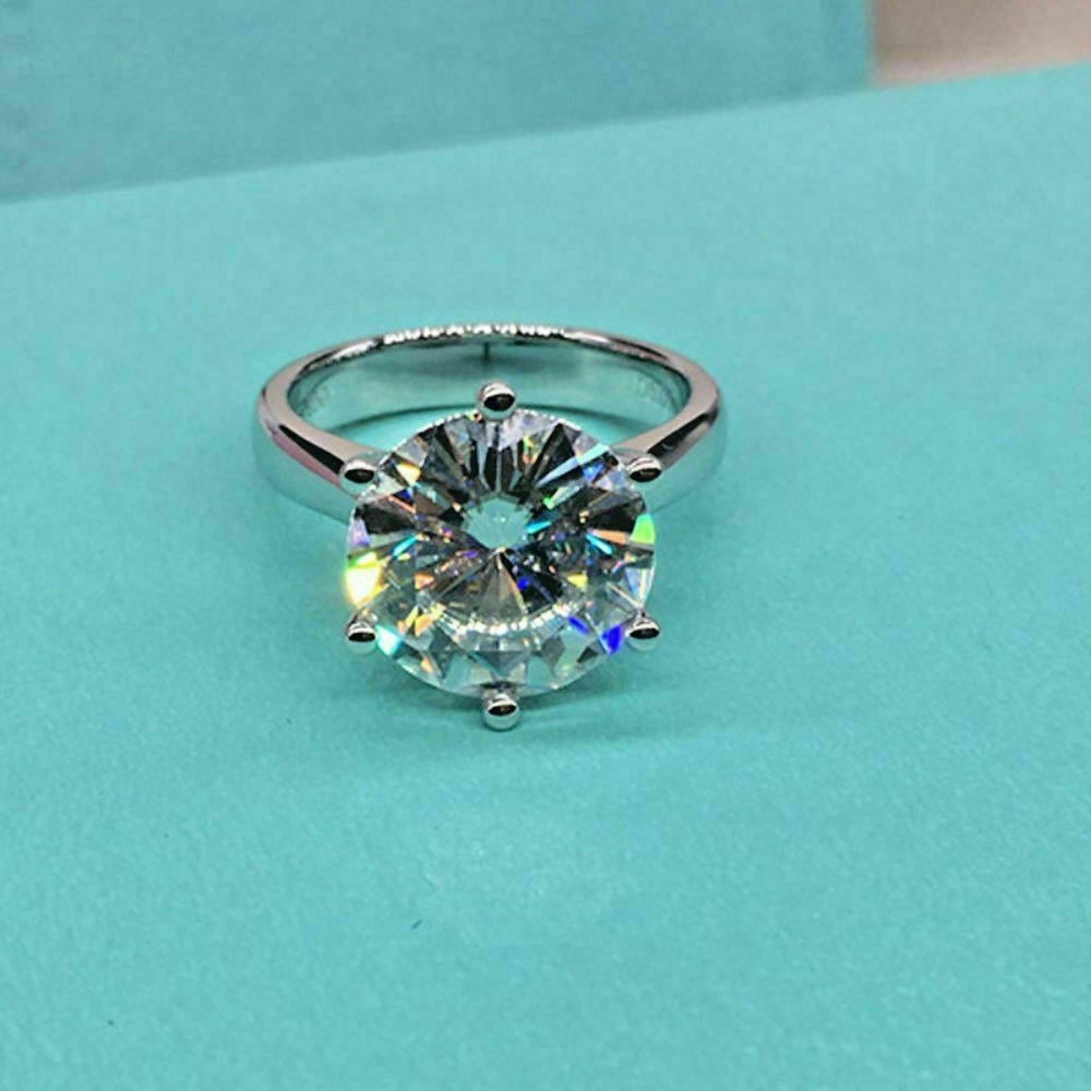 Pretty 3CT Round Cut  6 Prong 950 Platinum EF/VS Lab Grown/CVD Diamond Her Ring