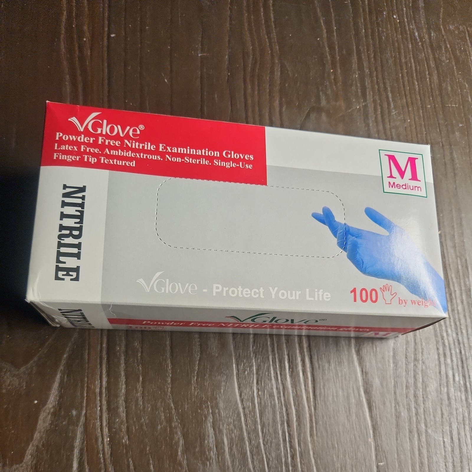 Nitrile Examination Gloves VGlove Powder Free (Medium), 100 PCS/BOX FDA 510K