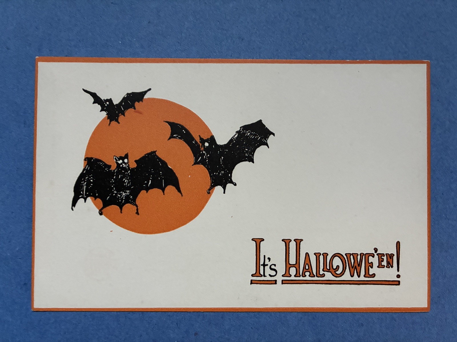 Vintage 1915-1920s Halloween Greeting Postcard Gibson Bats Moon Near Mint 