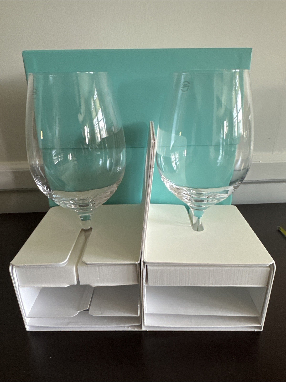 NIB Tiffany & Co Home Essentials Clear Red Wine Crystal Glasses, Set of 2 NIB NIB Tiffany & Co Home Essentials Clear Red Wine Crystal Glasses, Set of 2 NIB
