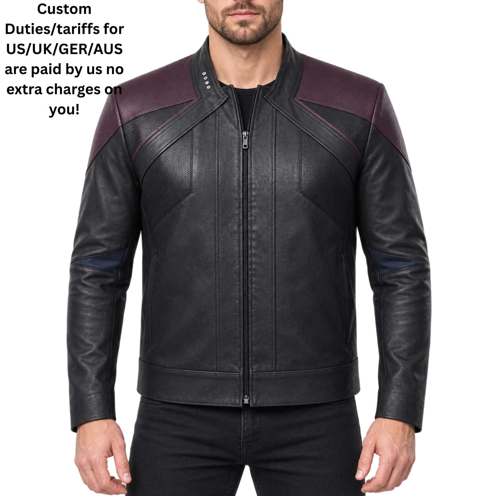 Men\'s Star Black Trek Picard Next Uniform Generation Captain TNG Leather jacket