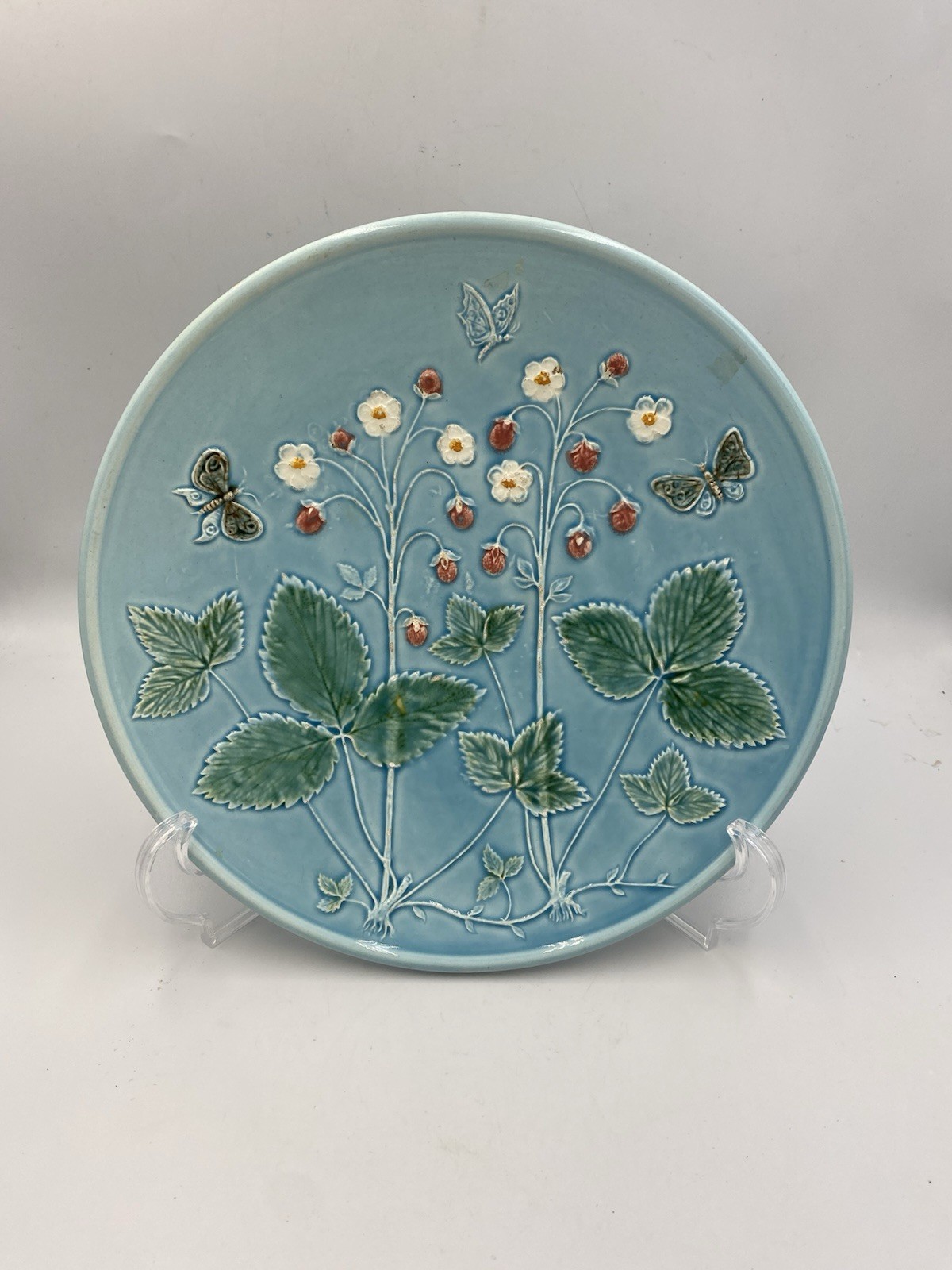 Vintage GERMANY Made MAJOLICA Pottery PLATE STRAWBERRIES ZELL Vintage GERMANY Made MAJOLICA Pottery PLATE STRAWBERRIES ZELL