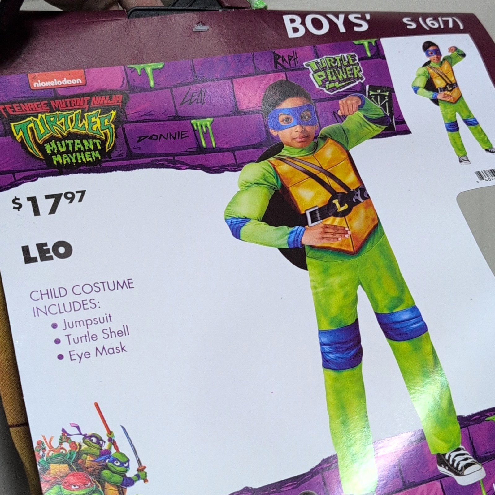 Nickelodeon TMNT Leonardo Child Costume 3-Piece Complete Outfit S (6/7) Nickelodeon TMNT Leonardo Child Costume 3-Piece Complete Outfit S (6/7)