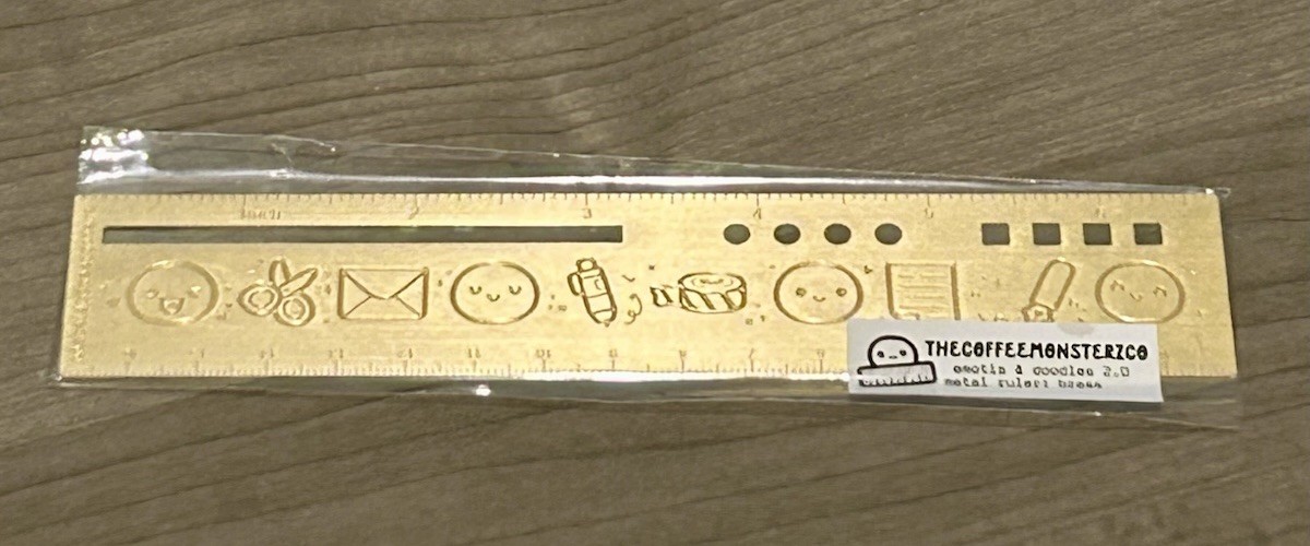New TheCoffeeMonsterzCo 6+ Inch Gold Ruler Emotis & Doodles 2.0 TCMC
