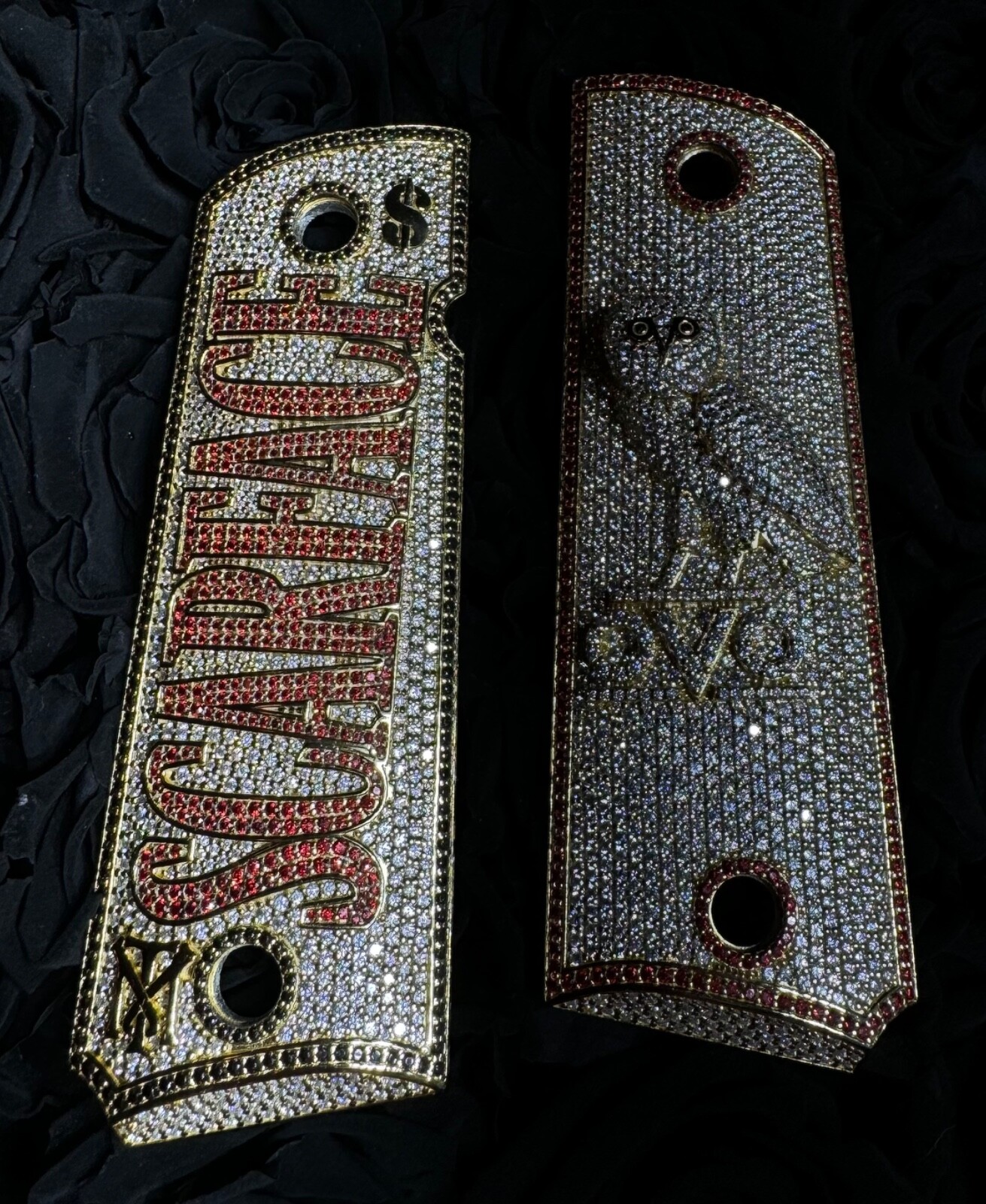 1911 custom diamond 925 silver Scarface / OVO grips with iced out moissanite 1911 custom diamond 925 silver Scarface / OVO grips with iced out moissanite