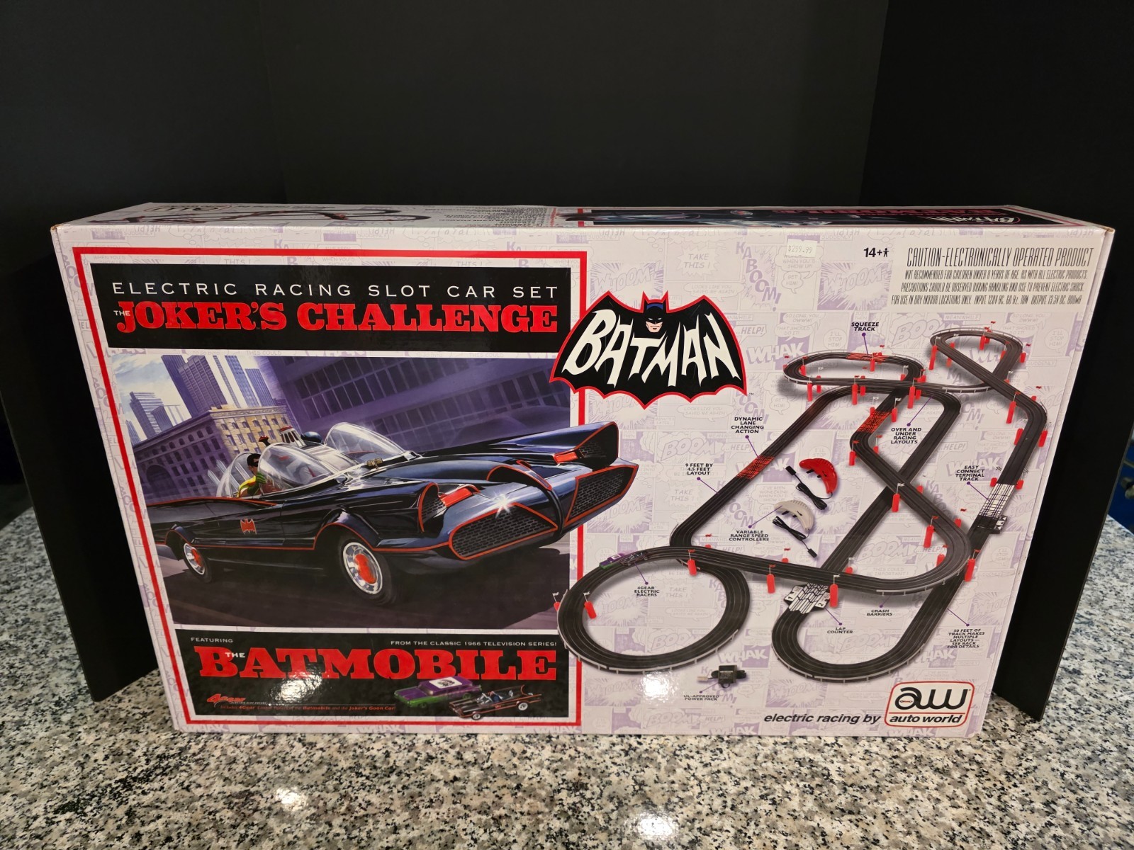 Joker\'s Challenge Batman AUTO WORLD Electric Racing Slot Car Set MIB NEW Unused