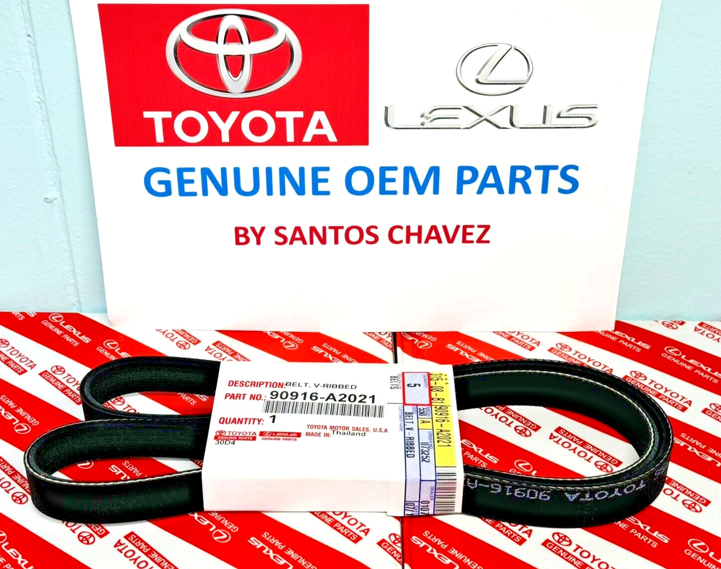 Toyota Serpentine Alternator & Fan Belt GENUINE OEM PART 90916-A2021 Toyota Serpentine Alternator & Fan Belt GENUINE OEM PART 90916-A2021