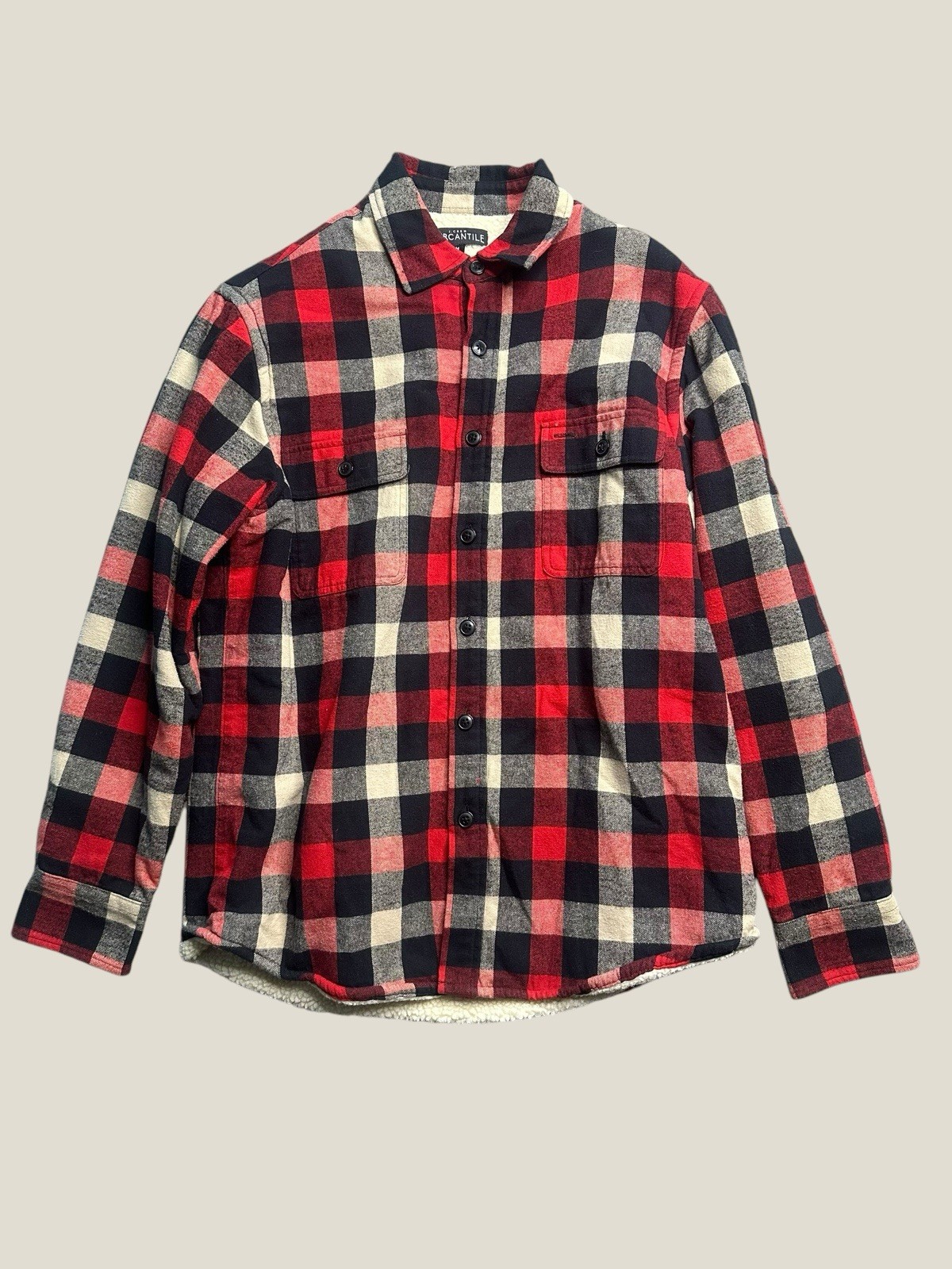 J Crew Mercantile Plaid Flannel Sherpa Lined Button Up Shirt Men\'s M