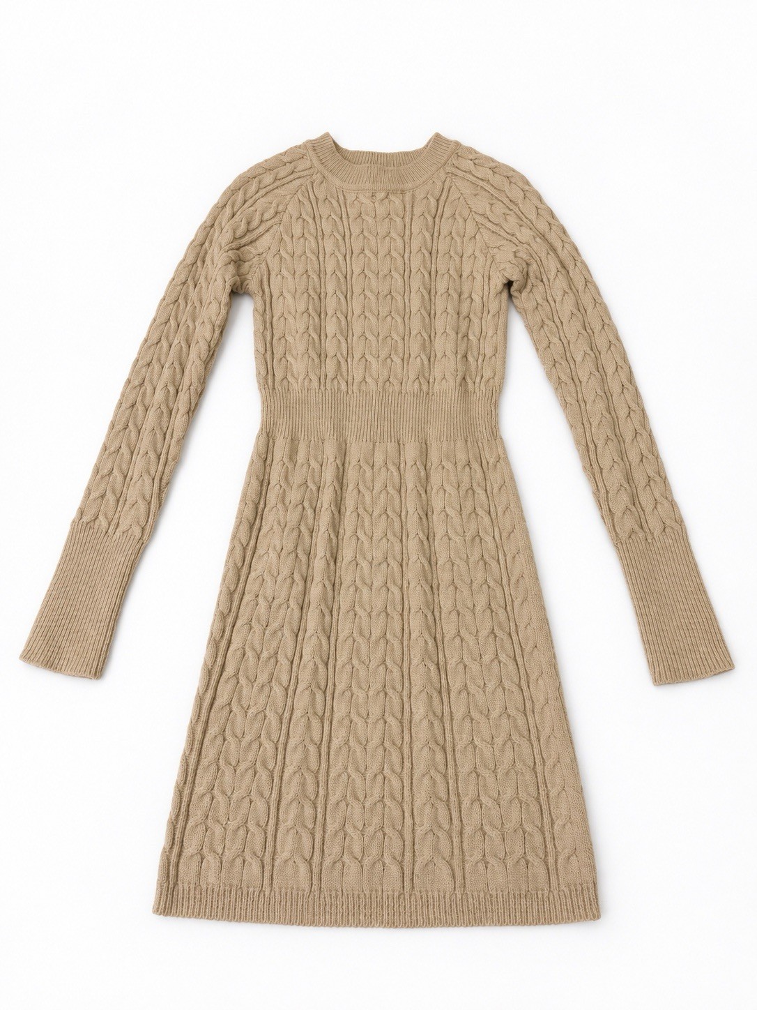 SHEIN Women’s Beige Cable Knit Sweater Dress Long Sleeve Size XS SHEIN Women’s Beige Cable Knit Sweater Dress Long Sleeve Size XS