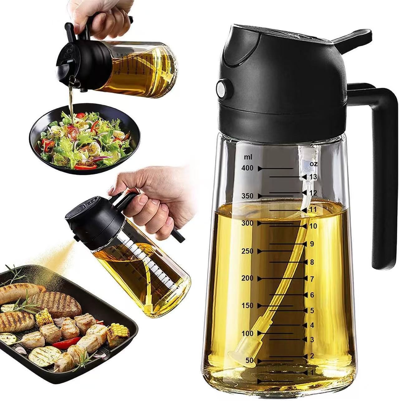 2 Pack Oil Sprayer for Cooking 2 in 1 Olive Oil Dispenser for Kitchen 16oz/470ml