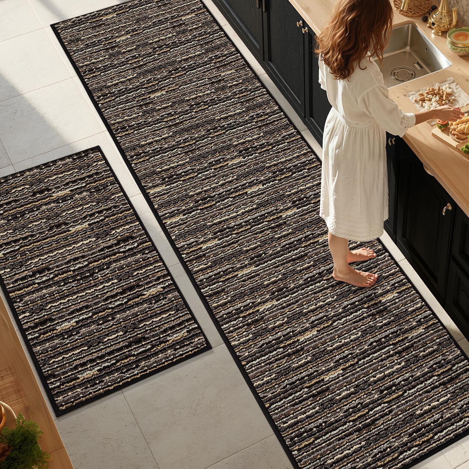 Washable Kitchen Rug Non Slip Floor Mat Thick Stain Resistant Vintage Runner
