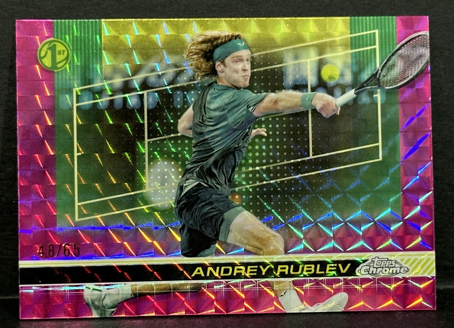 2024 Topps Chrome Tennis 1st Card Andrey Rublev Pink Geometric Refractor /65
