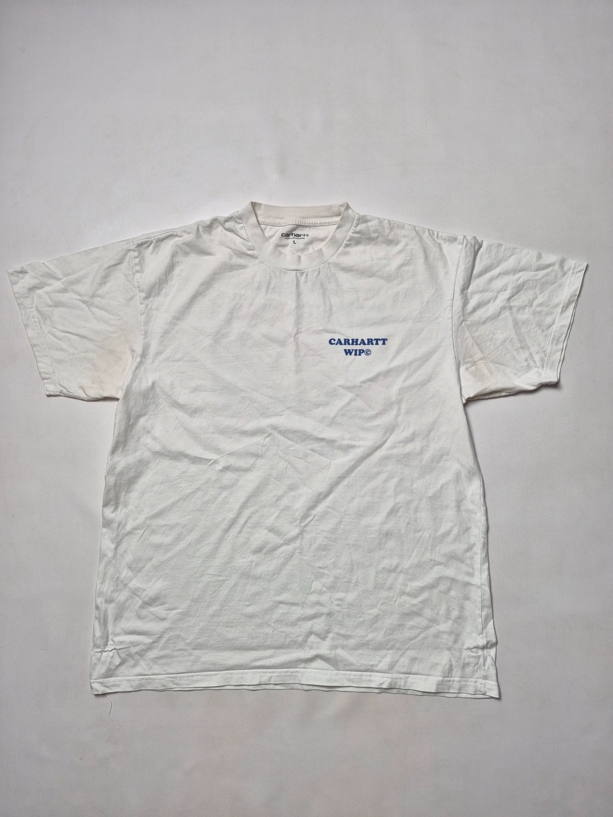 Carhartt WIP Mens T-Shirt White Large Graphic Back Print Give Me A Minute Size L