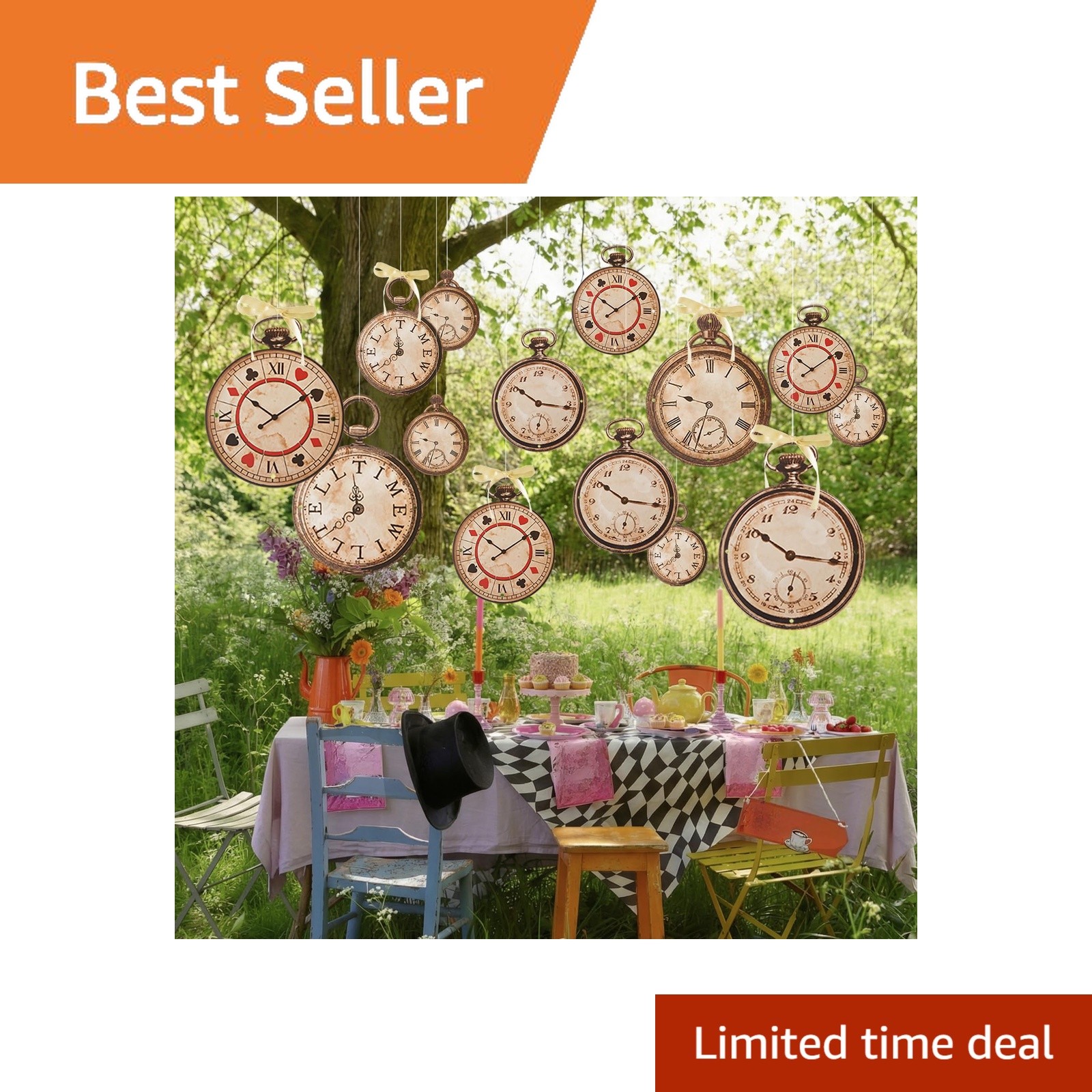 Epakh 20pcs Vintage Clock Cardboard Banner Epakh 20pcs Vintage Clock Cardboard Banner
