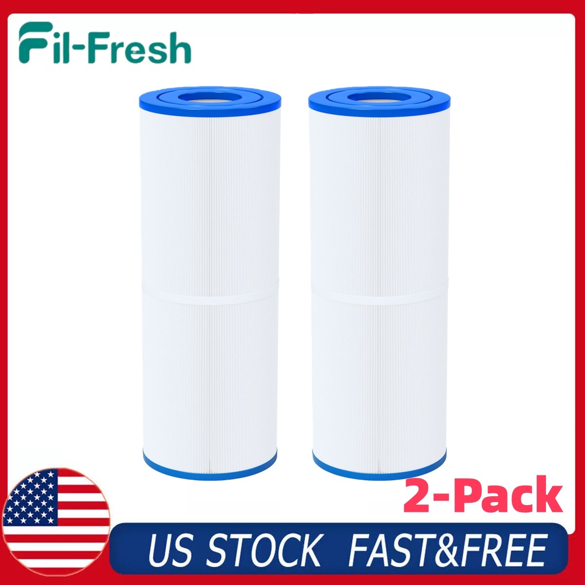 Fil-Fresh 2-Pack PRB50-IN Spa Filter for Jacuzzi C-4950 FC-2390 5x13 50 sq.ft