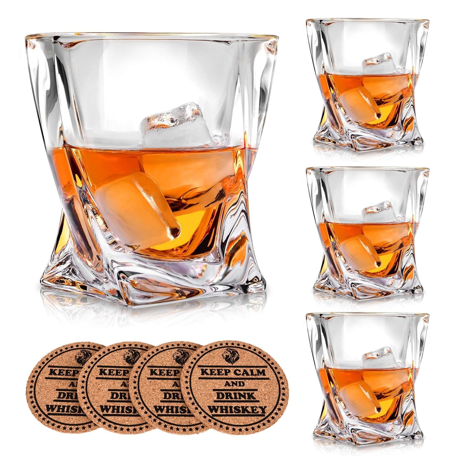 Glass Crystal Whiskey Glasses, set of 4 Glass Crystal Whiskey Glasses, set of 4