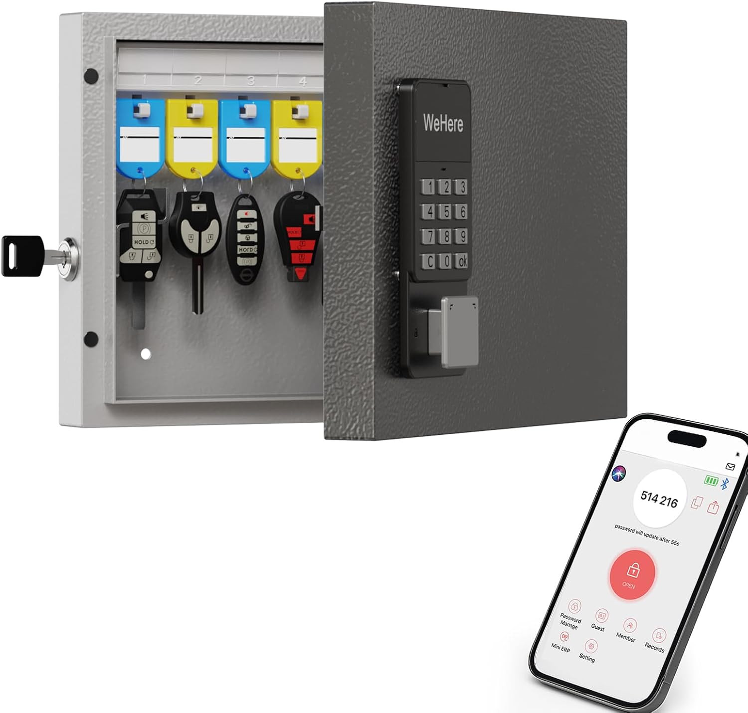 16 Key Lock Box Smart Key Organier Cabinet with Keypad & App for Office