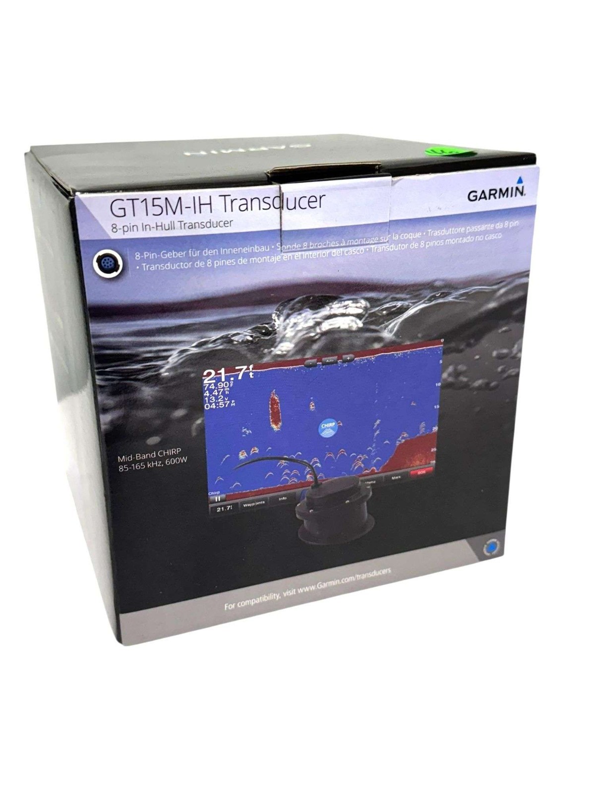 GARMIN GT15M-IH MID BAND CHIRP IN HULL 8 PIN 600W 85-165 kHz Transducer