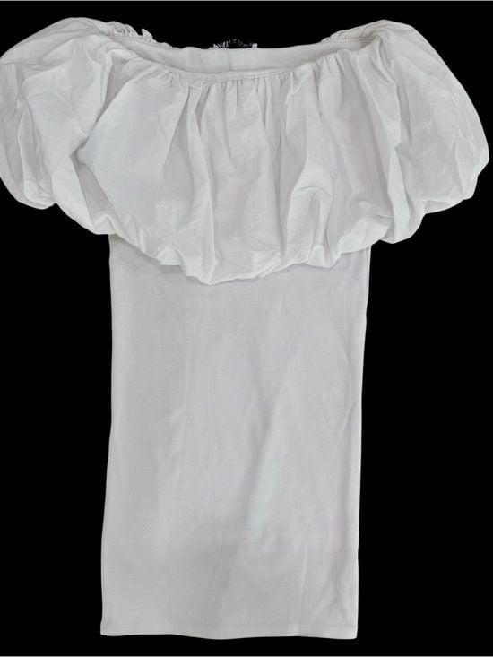 Zara White Off-Shoulder Ruffle Top