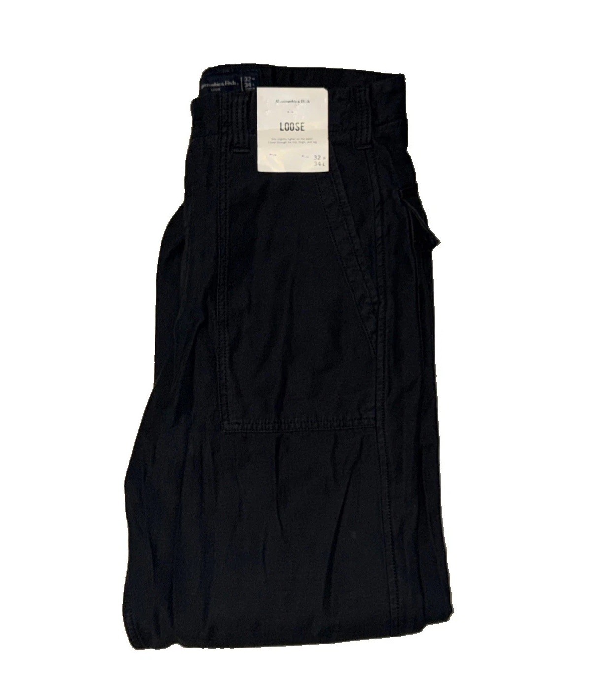 NWT Abercrombie & Fitch Mens Pants Carpenter WorkwearLoose Fit Black Size 32x34