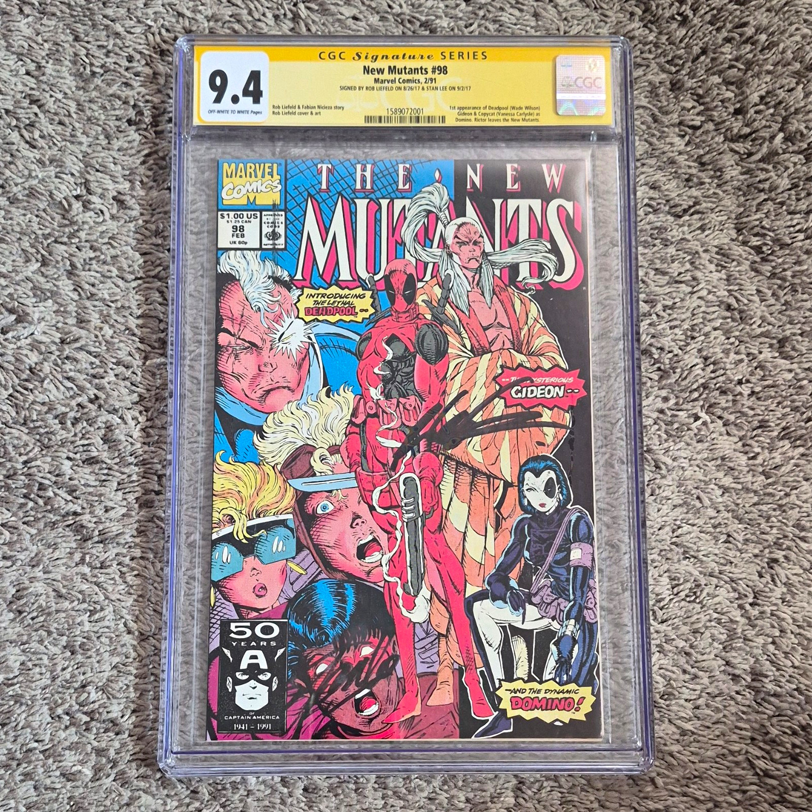 Marvel New Mutants #98 (1991) CGC SS 9.4 Signed Rob Liefeld and Stan Lee