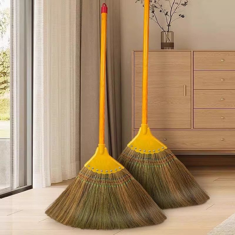 Handmade Thai style natural broom - extra long heavy-duty cleaning broom