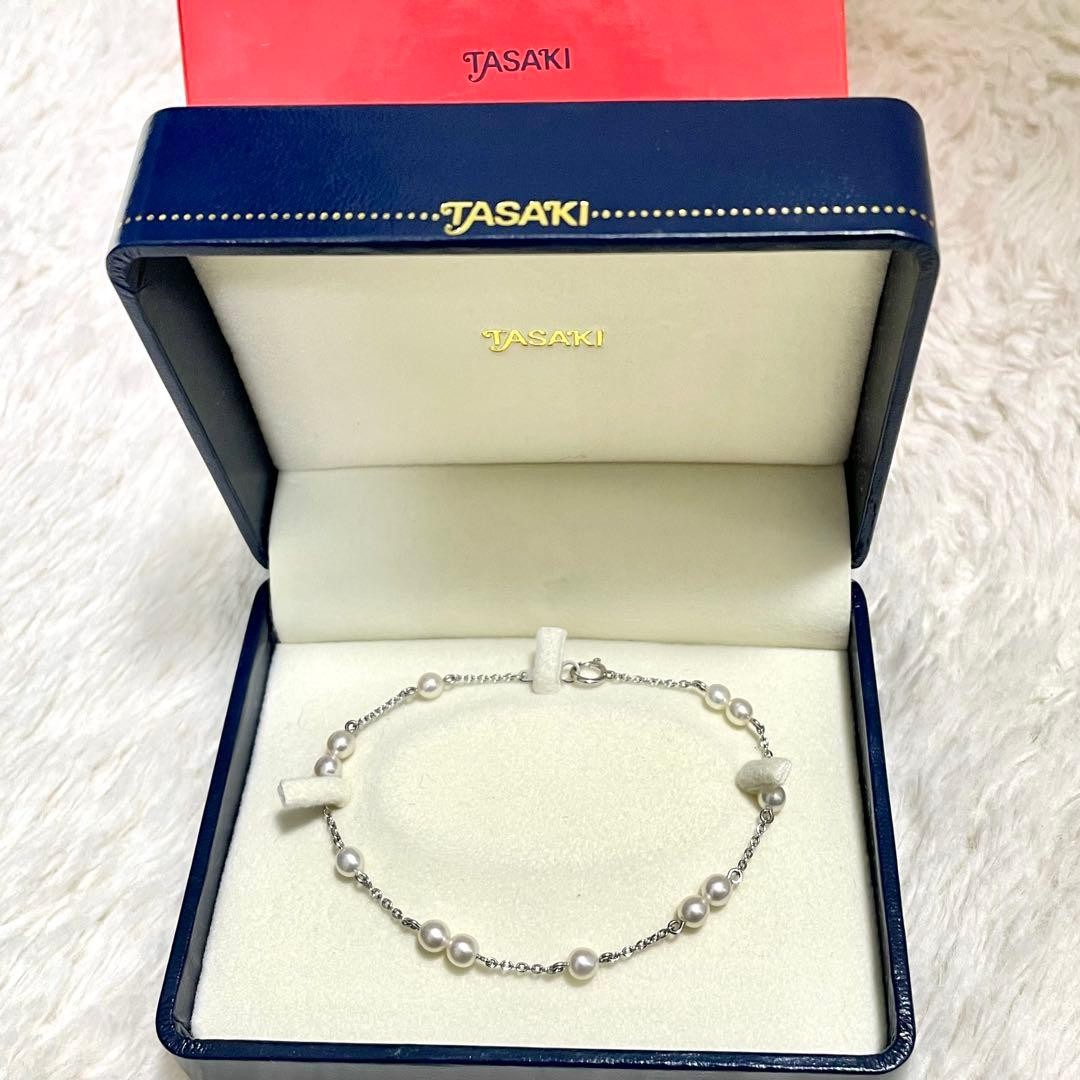 TASAKI K18WG Akoya Pearl Station Bracelet Old Logo w/Box 18cm | From JAPAN