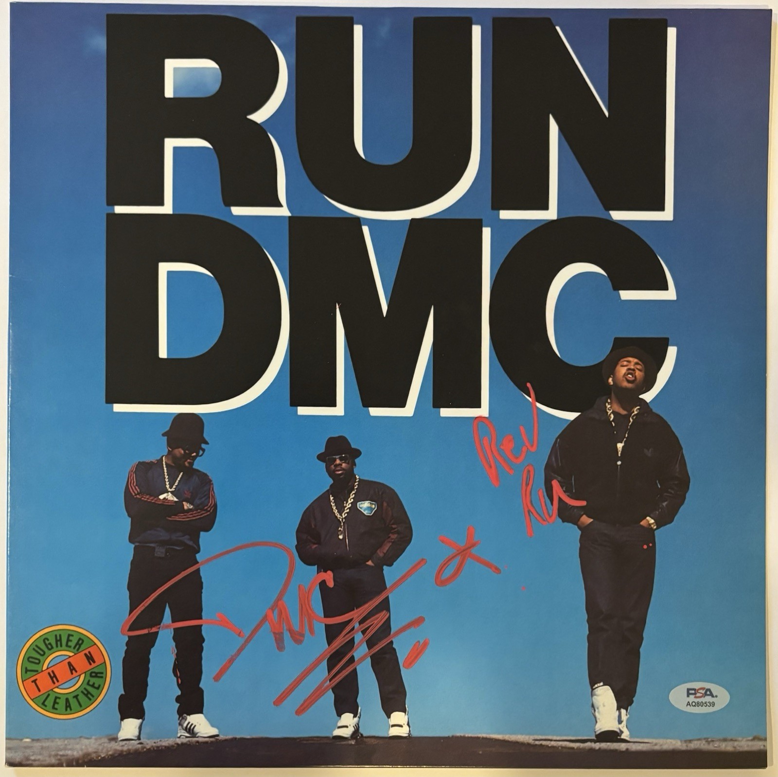 Rev Run & DMC Dual Autographed/Signed Vinyl LP Tougher Than Leather Run-DMC PSA