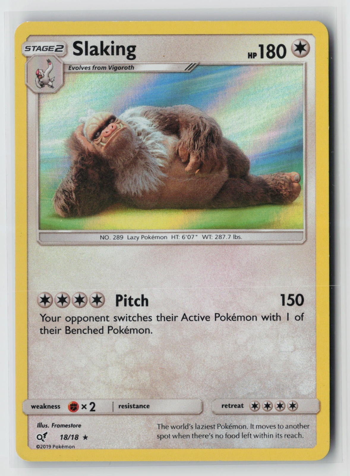 Slaking Holo Rare Detective Pikachu 18/18 LP