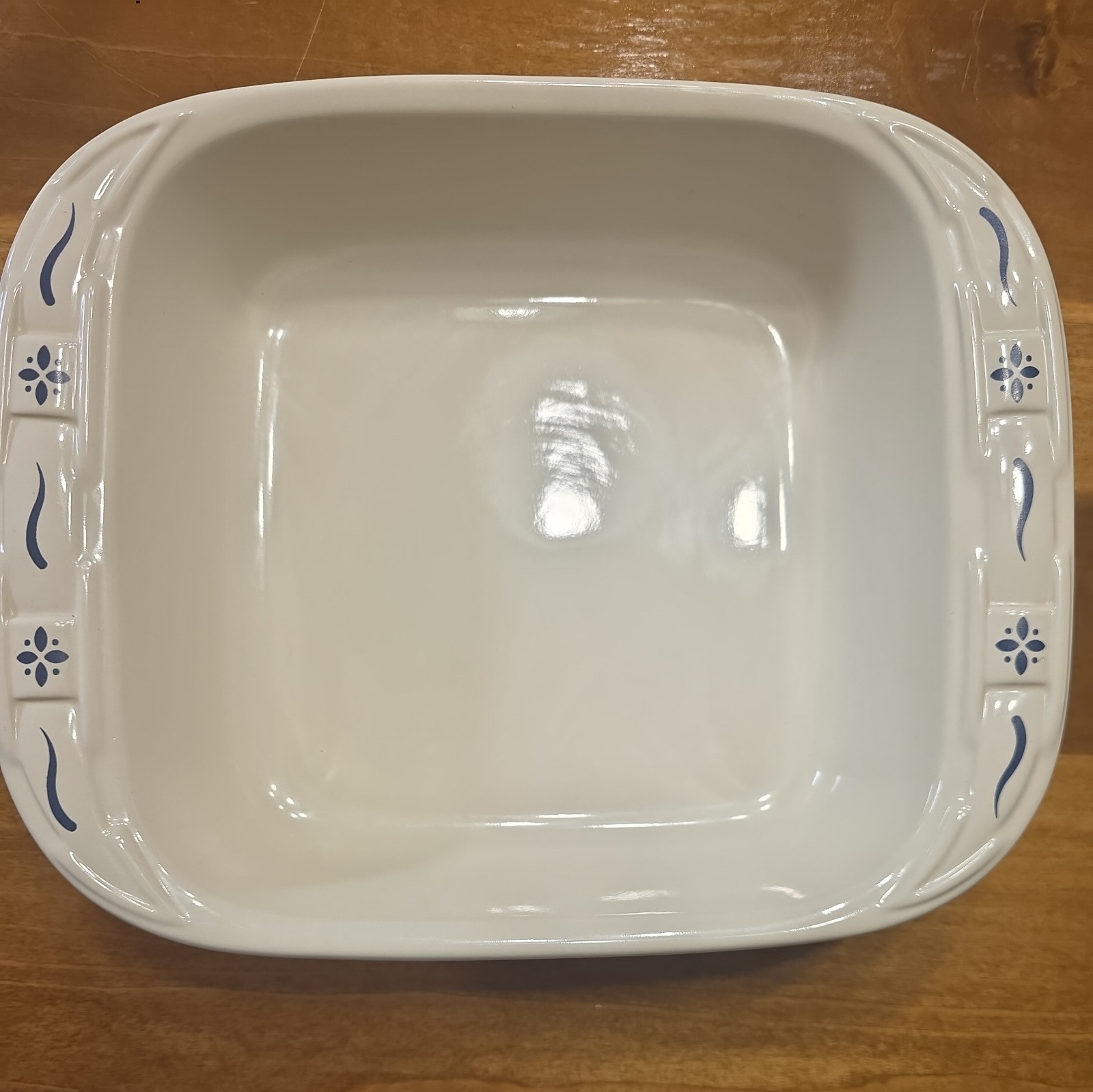 Longaberger Pottery Woven Traditions Classic Blue 8x8 Square Baker 2 QT Dish USA