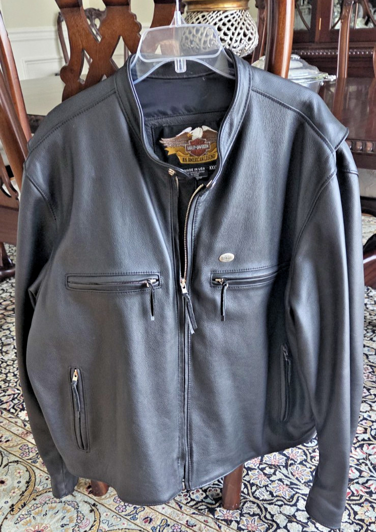 Vintage Harley Davidson Black Leather Jacket, XXXL Mens, Made In USA