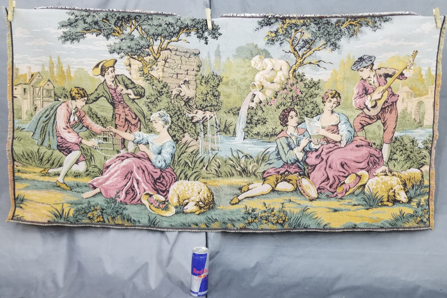 Vintage French Rococo Pastoral Musical Scene Wall Hanging Tapestry 146x74 cm Vintage French Rococo Pastoral Musical Scene Wall Hanging Tapestry 146x74 cm